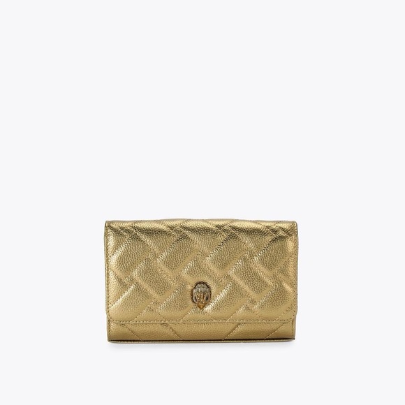 Kurt Geiger The Extra Mini Kensington Quilted Gold Metallic Leather Purse - Picture 2 of 12